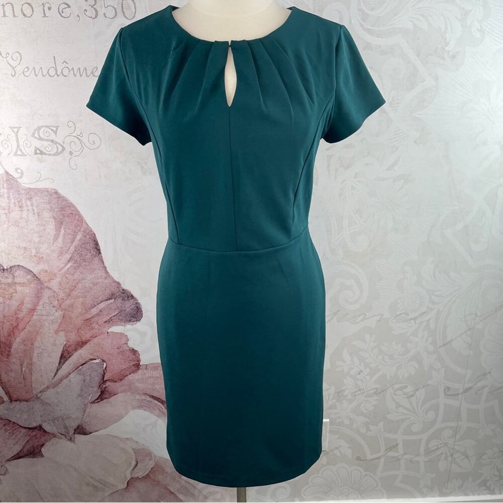 Banana Republic Dark Green Sheath Dress Crepe Material Size 10